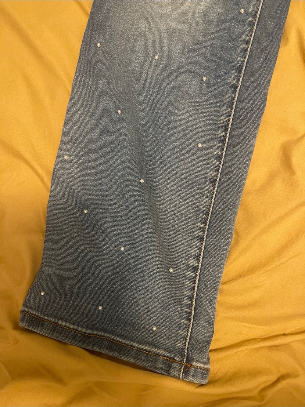 Lane Bryant Blue Pearl-Embellished Straight Leg Jeans